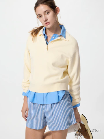 Льняные хлопковые шорты (в полоску)- Заказать в России