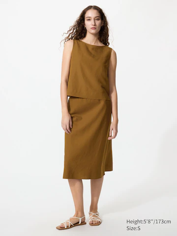 Uniqlo Миди-юбка из смесового льна узкого кроя