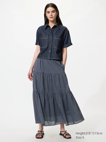 Uniqlo Макси-юбка с тире (в полоску)