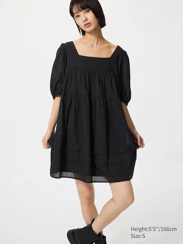 Хлопковое платье-мини из добби (с коротким рукавом)- Заказать в России