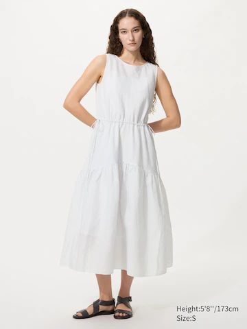 Uniqlo Платье из льна с тире (без рукавов, в полоску)