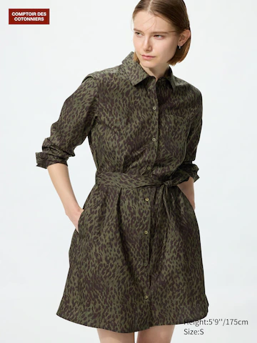 Uniqlo Хлопковое короткое платье-рубашка (с принтом) купить с доставкой.