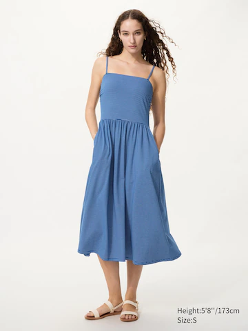 Платье-комбинация с топом на бретелях и бюстгальтером airism cotton (в полоску)