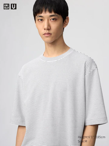 Uniqlo Футболка с приталенным кроем и круглым вырезом AIRISM из хлопка (в полоску) купить с доставкой.