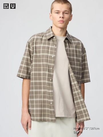 Рубашка прямого кроя (короткий рукав, клетка)- Заказать в России