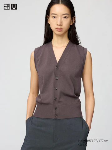 Вязаный жилет с пуговицами, подлежащий стирке