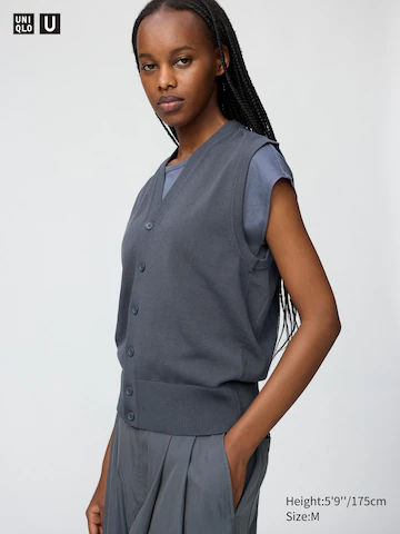 Вязаный жилет с пуговицами, подлежащий стирке