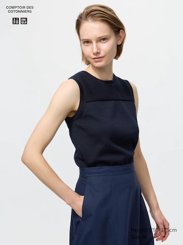 Реглан без рукавов из хлопка с круглым вырезом