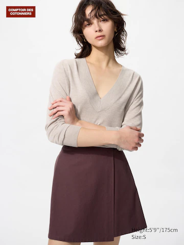 Джемпер с v-образным вырезом из мериносовой шерсти и шелка- Заказать в России