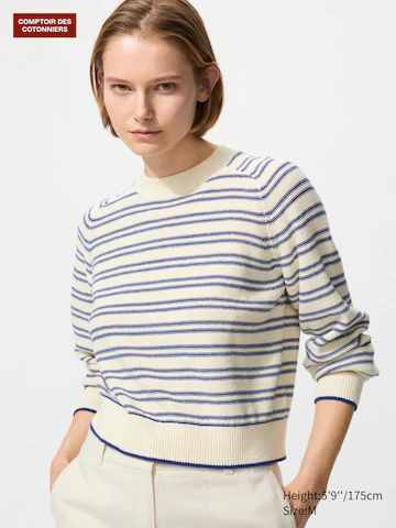 Толстый льняной свитер с круглым вырезом- Заказать в России