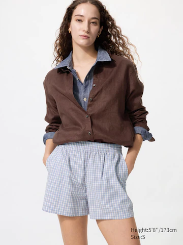 Хлопковые шорты cotton easy в клетку (голубые)