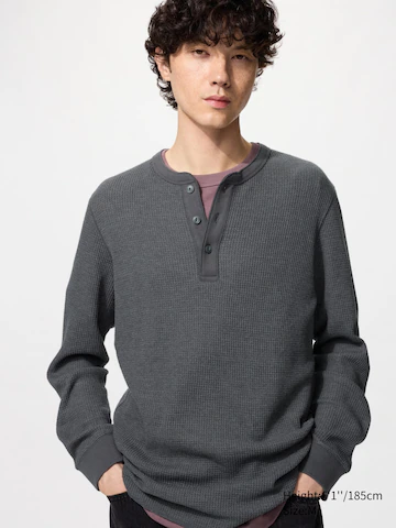 Футболка с горловиной henley из вафельной ткани