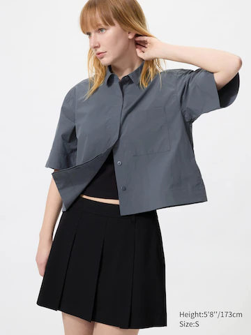 Uniqlo Блузка короткого покроя из нейлона (полурукав)