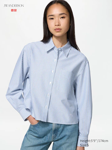 Uniqlo Рубашка OXFORD BOXY (в полоску)