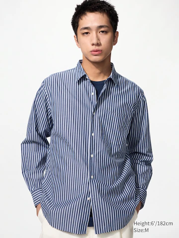 Рубашка с широким воротником и полосками regular fit (regular collar, striped)