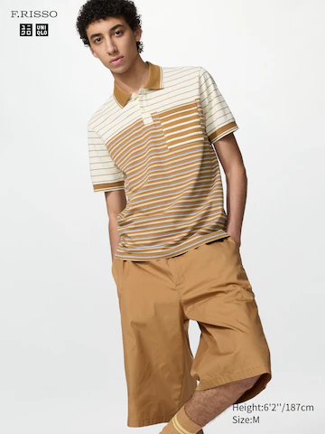 Поло с узкими полосками dry piqué slim fit (коричневое)