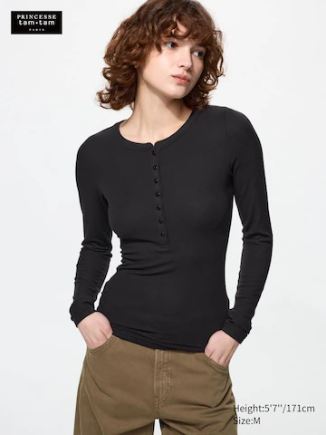 Кофта-хенли с длинным рукавом из кашемира heattech extra warm