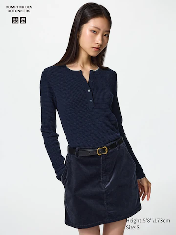 Водолазка с застежкой henley из мериносового микса- Заказать в России