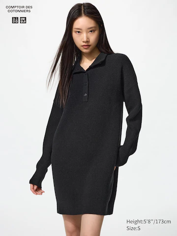 Uniqlo Мини-платье из 100% шерсти ягненка