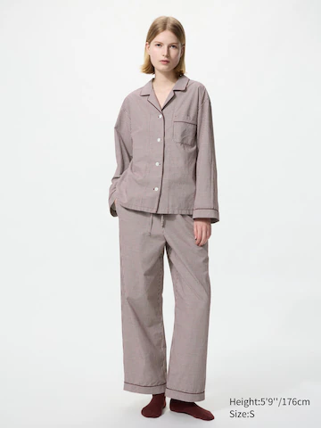 Uniqlo Хлопковые пижамы (в клетку, с длинным рукавом)