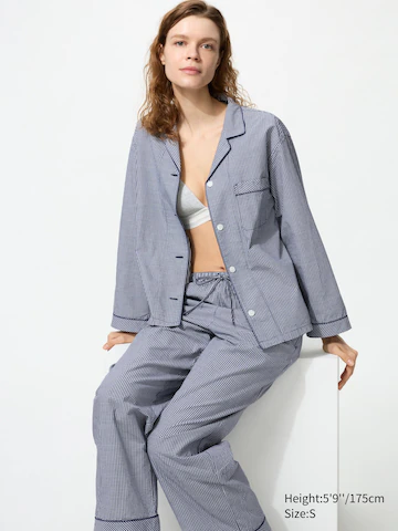 Uniqlo Хлопковые пижамы (в клетку, с длинным рукавом)
