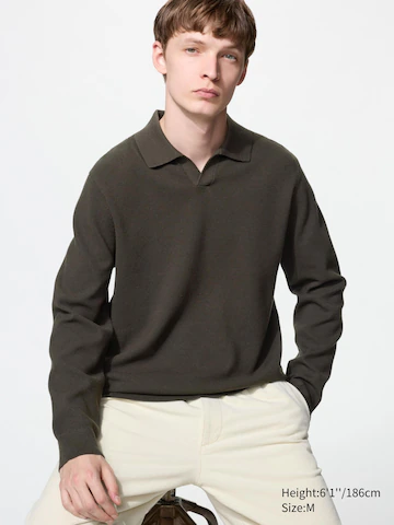 Джемпер с воротником-стойкой и пуговицами washable milano ribbed skipper polo