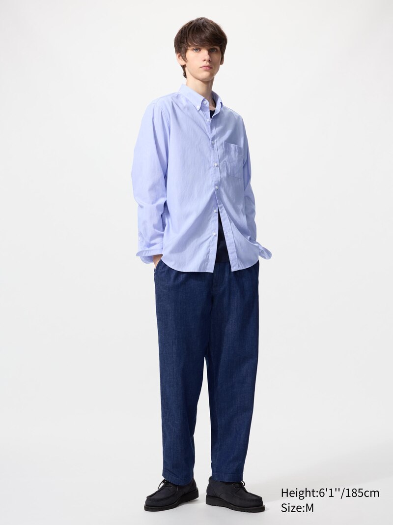 Рубашка из широкобортного хлопка regular fit (с отложным воротником, обводной полосой)