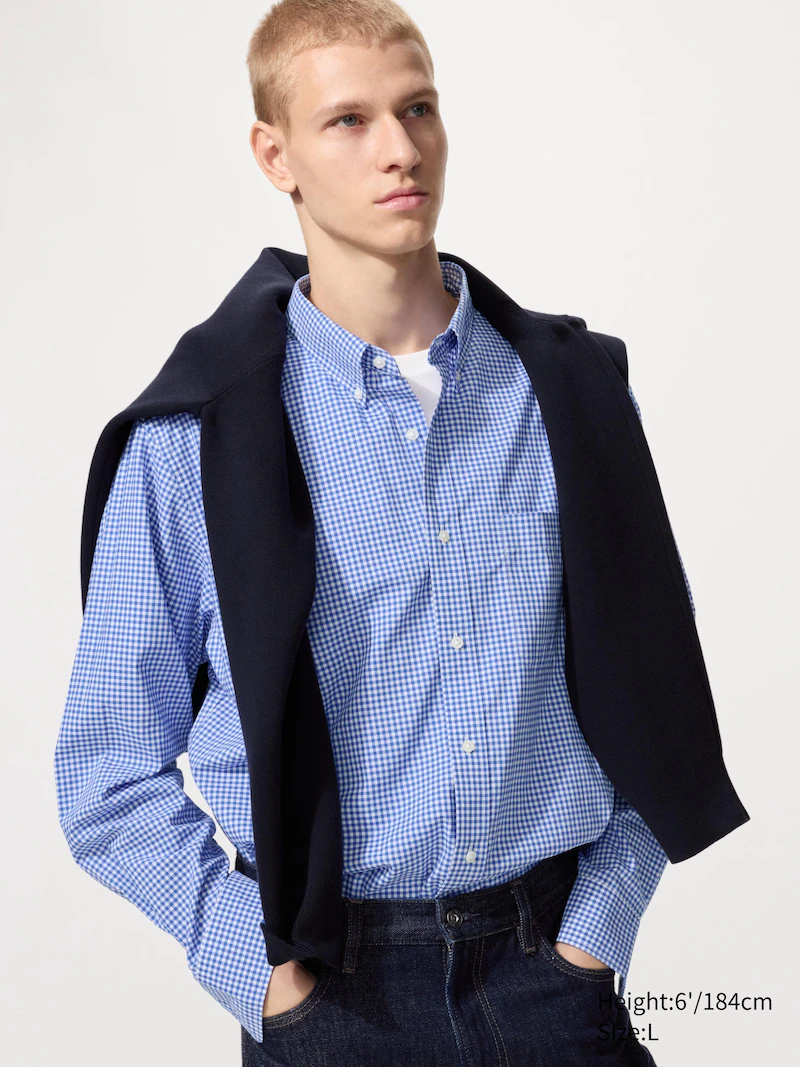 Рубашка с регулярной посадкой и воротником на пуговицах в клетку