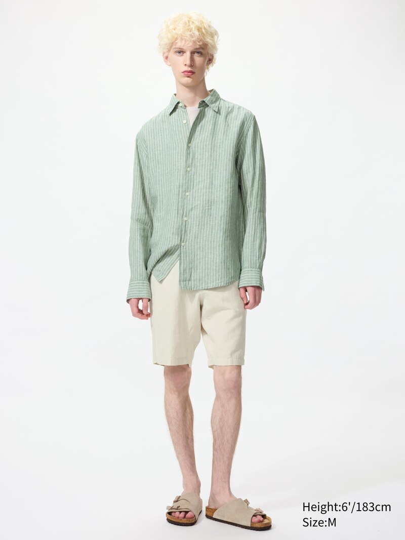 Рубашка из 100% премиального льна (в полоску)