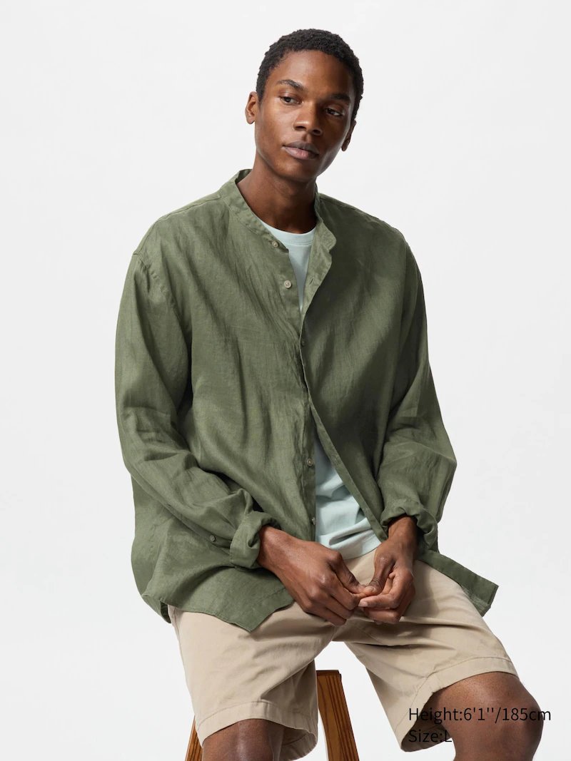 Рубашка из 100% премиального льна (с отложным воротником)