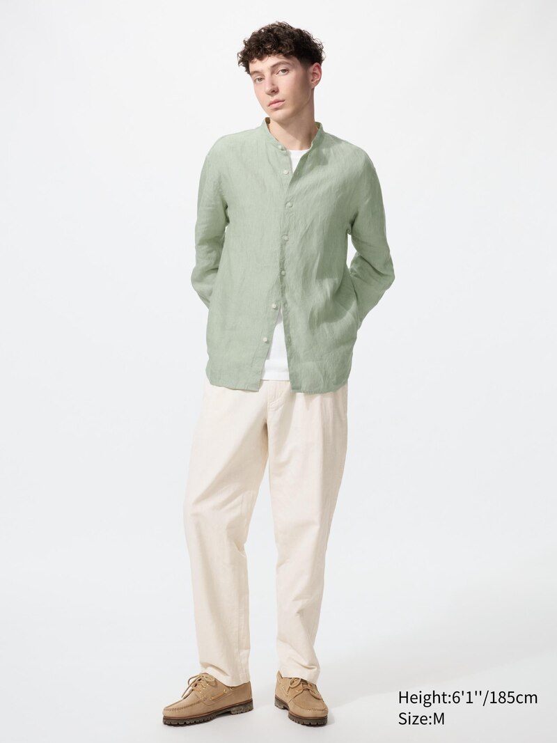 Рубашка из 100% премиального льна (с отложным воротником)