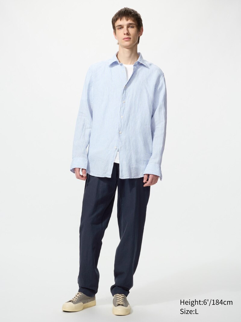 Рубашка из 100% премиального льна (в полоску)