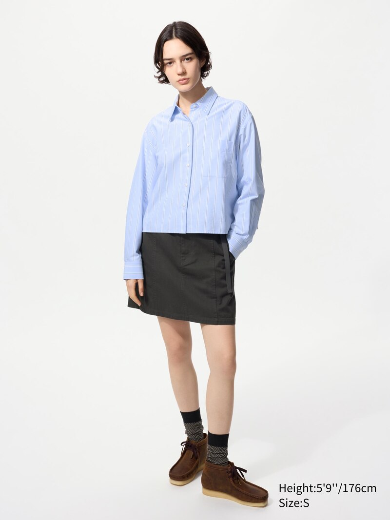 Рубашка oxford boxy (в полоску) uniqlo