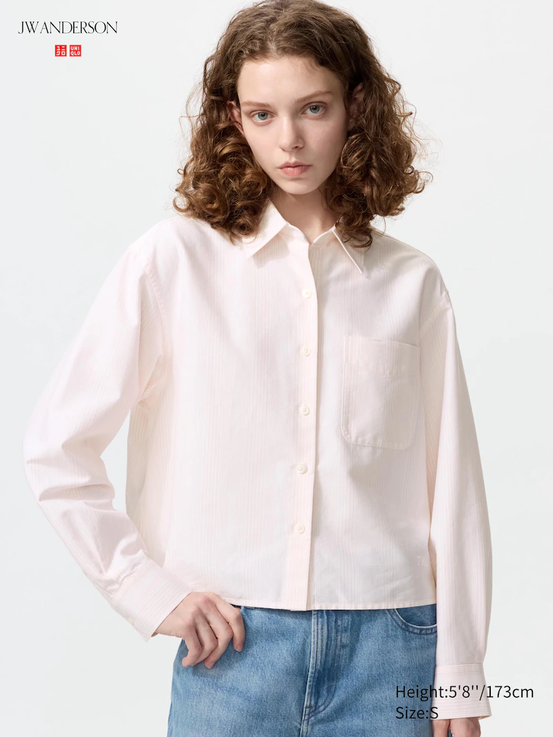 Рубашка oxford boxy (в полоску) uniqlo