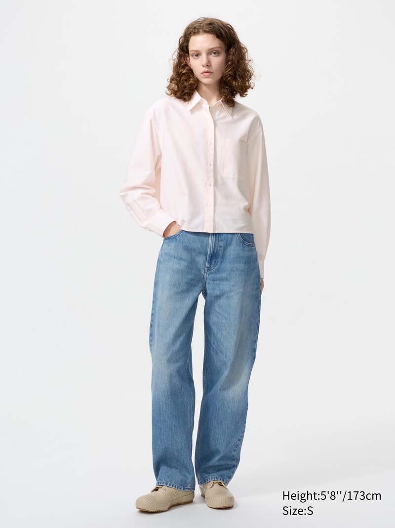 Рубашка oxford boxy (в полоску) uniqlo
