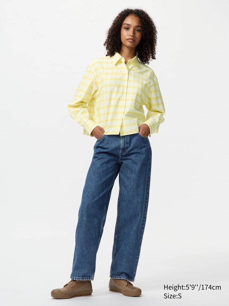 Рубашка oxford boxy (в клетку) uniqlo