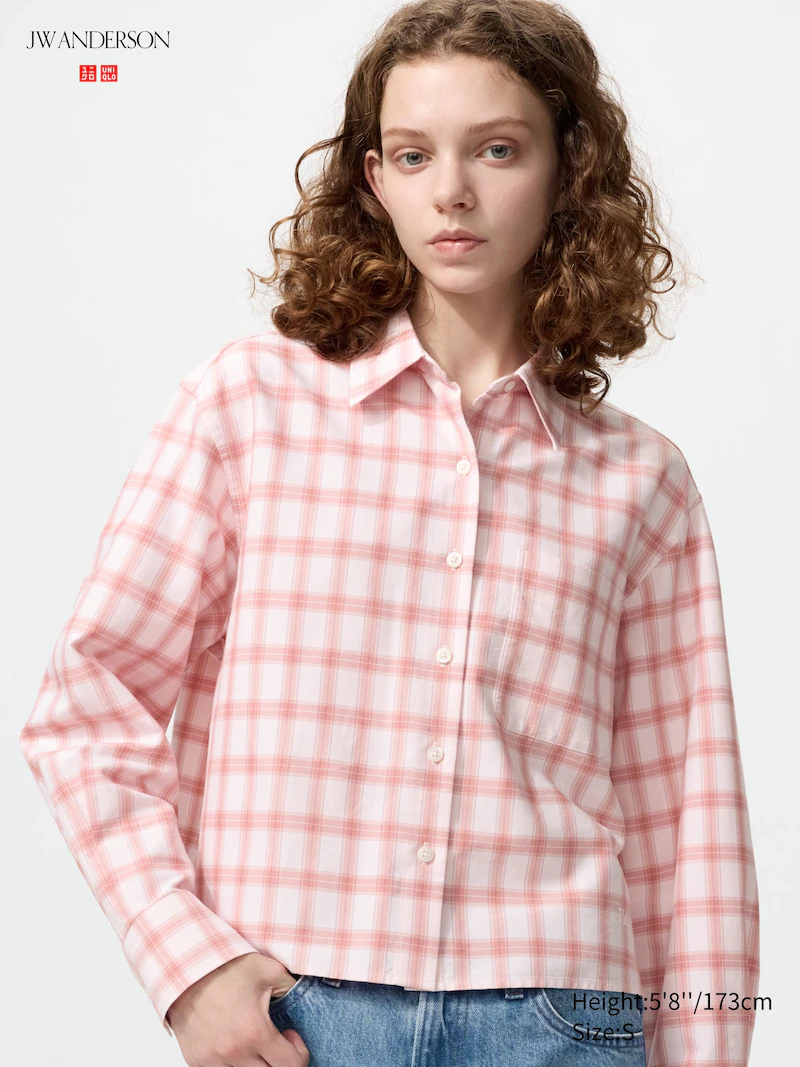 Рубашка oxford boxy (в клетку) uniqlo