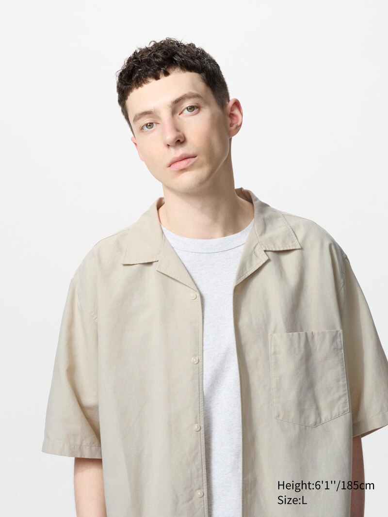 Рубашка из хлопка и льна (короткий рукав)