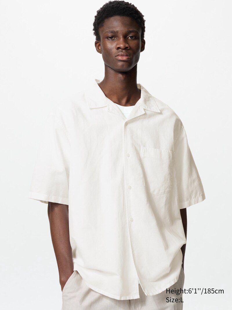 Рубашка из хлопка и льна (короткий рукав)