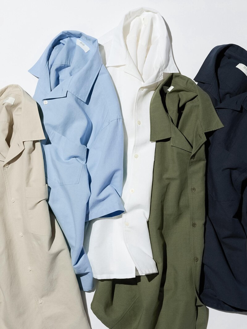 Рубашка из хлопка и льна (короткий рукав)