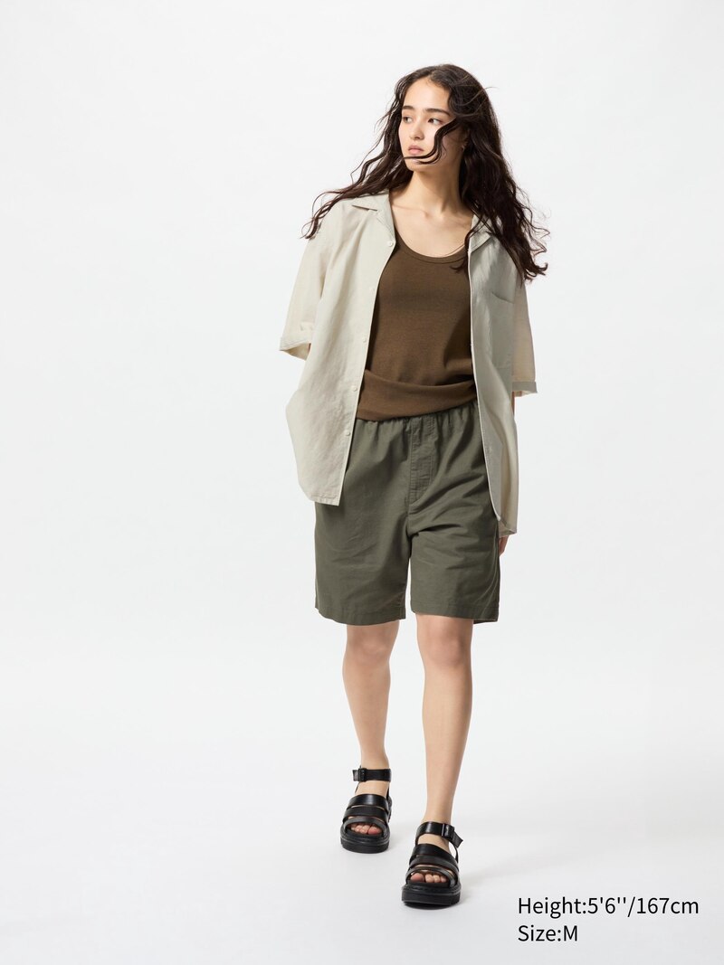 Рубашка из хлопка и льна (короткий рукав)