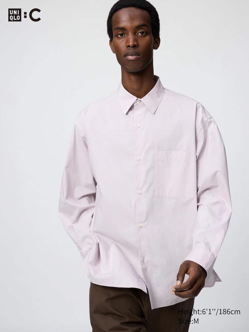 Рубашка оверсайз из бродклофа (с обычным воротником)