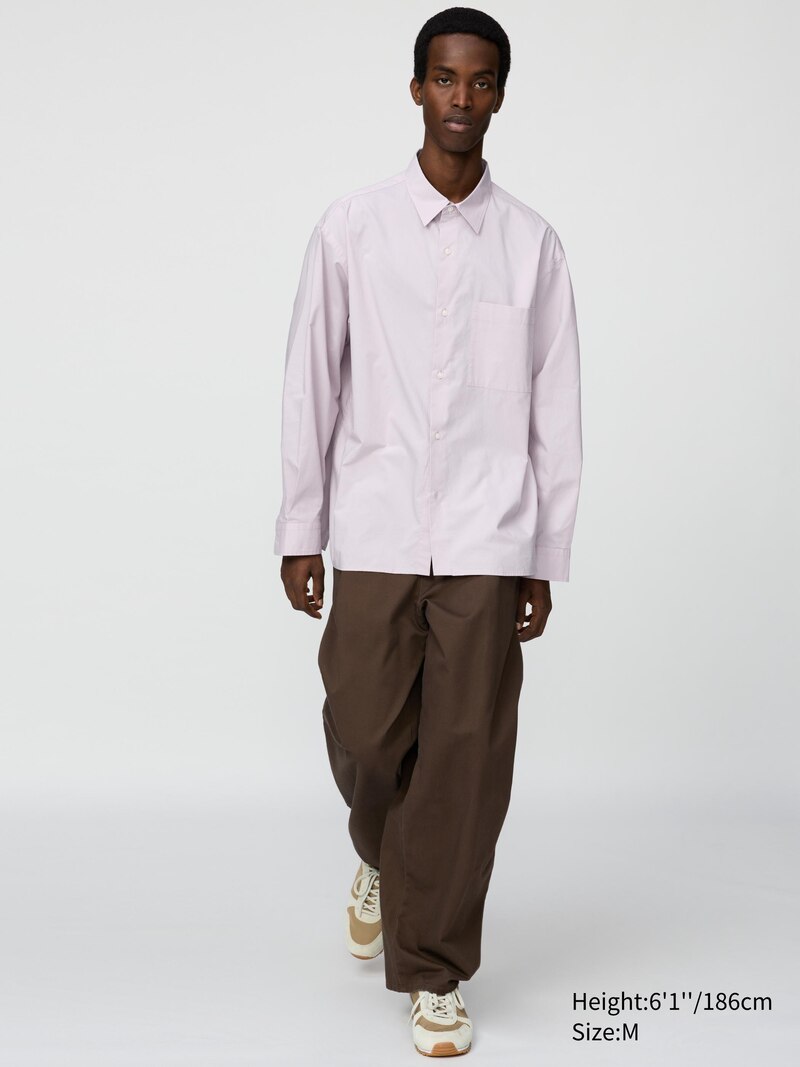 Рубашка оверсайз из бродклофа (с обычным воротником)