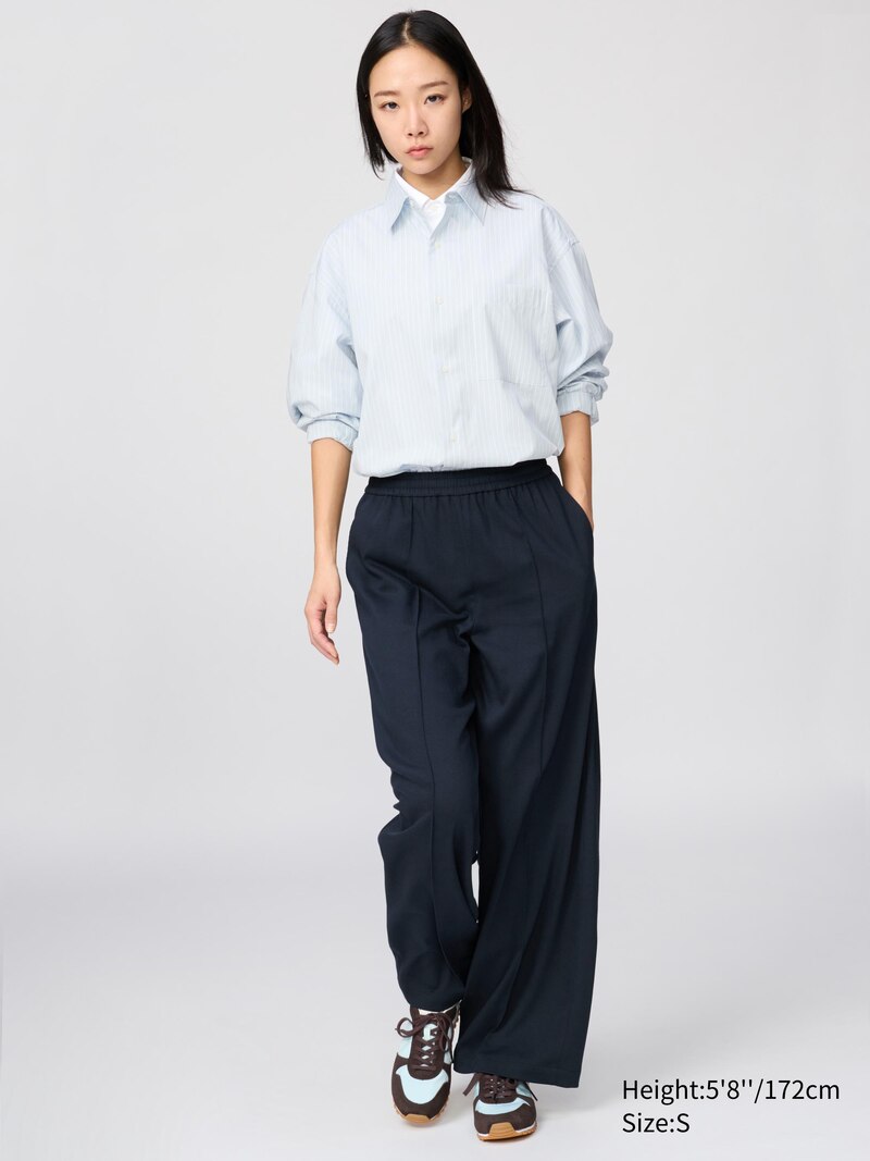 Рубашка из широкой ткани (с регулярным воротником, в полоску)