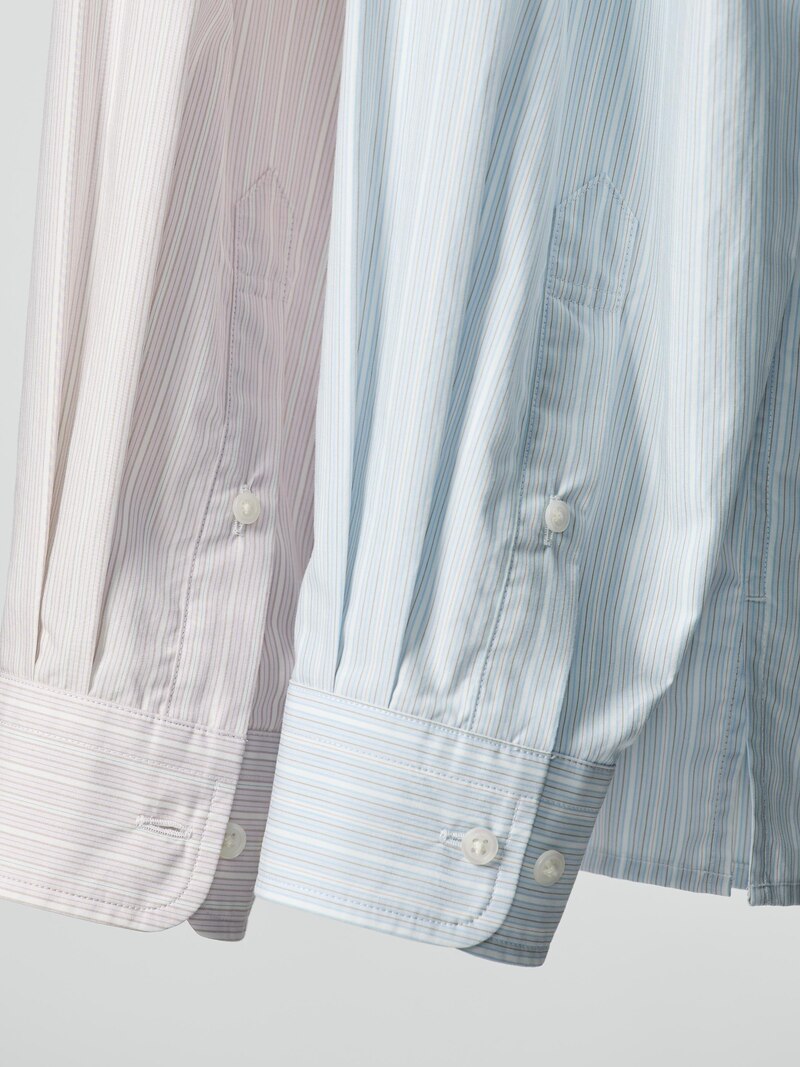 Рубашка из широкой ткани (с регулярным воротником, в полоску)