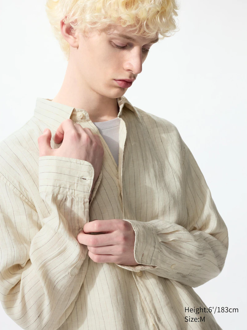 Рубашка из 100% премиального льна (в полоску)