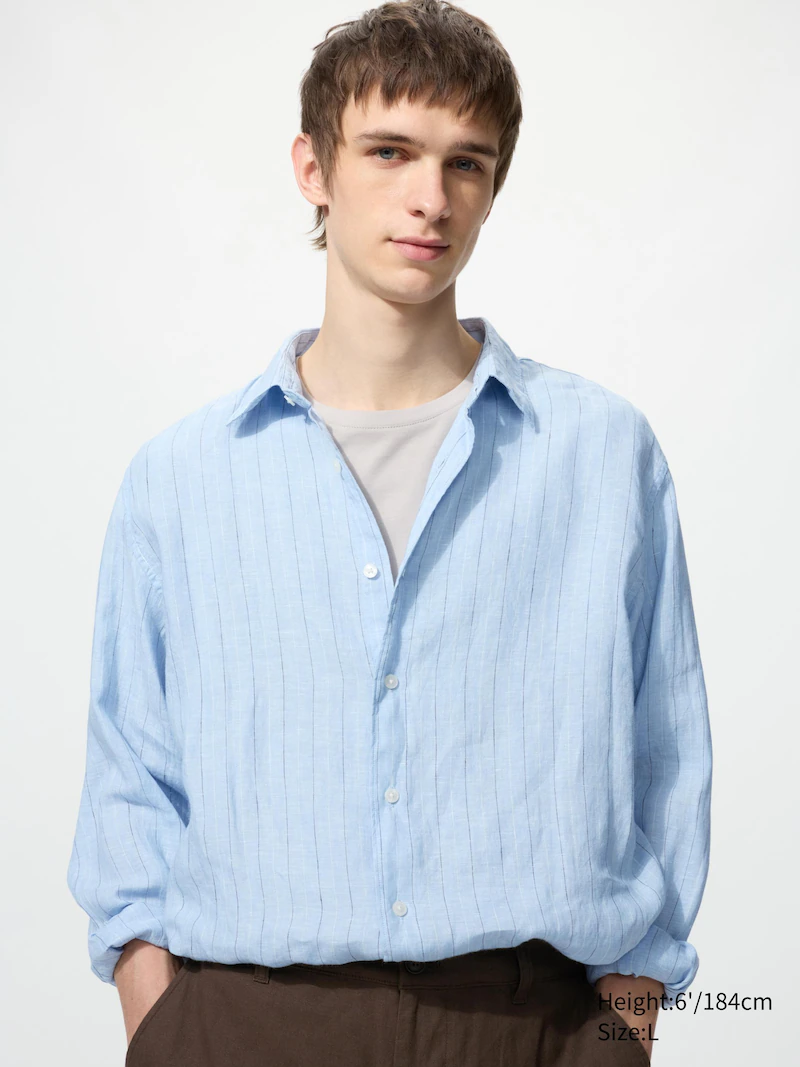 Рубашка из 100% премиального льна (в полоску)