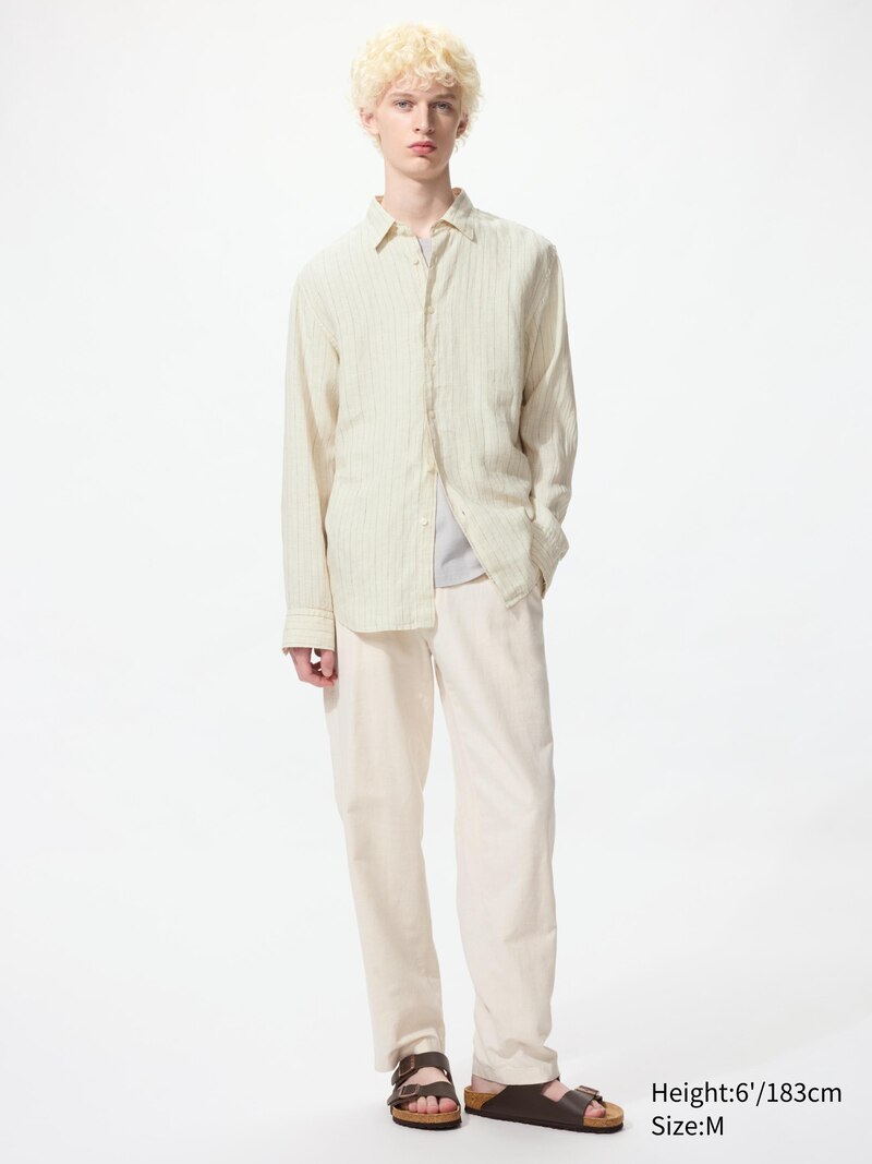 Рубашка из 100% премиального льна (в полоску)