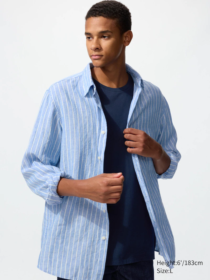 Рубашка из 100% премиального льна (в полоску)