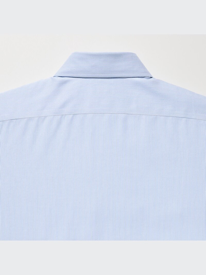 Рубашка сверхлегкая слим-фит (полосатый, воротник-стойка) синяя